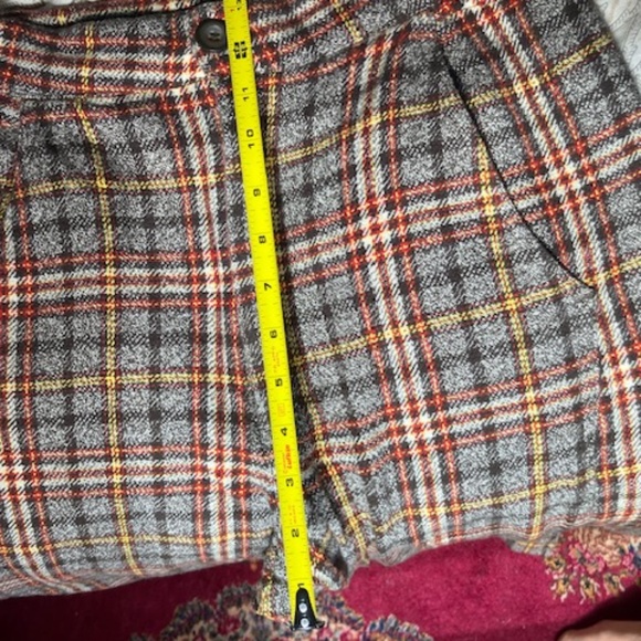 FREE PEOPLE HIGH RISE BROWN PLAID WIDE LEG TROUSER PANTS 6 - Picture 5 of 6